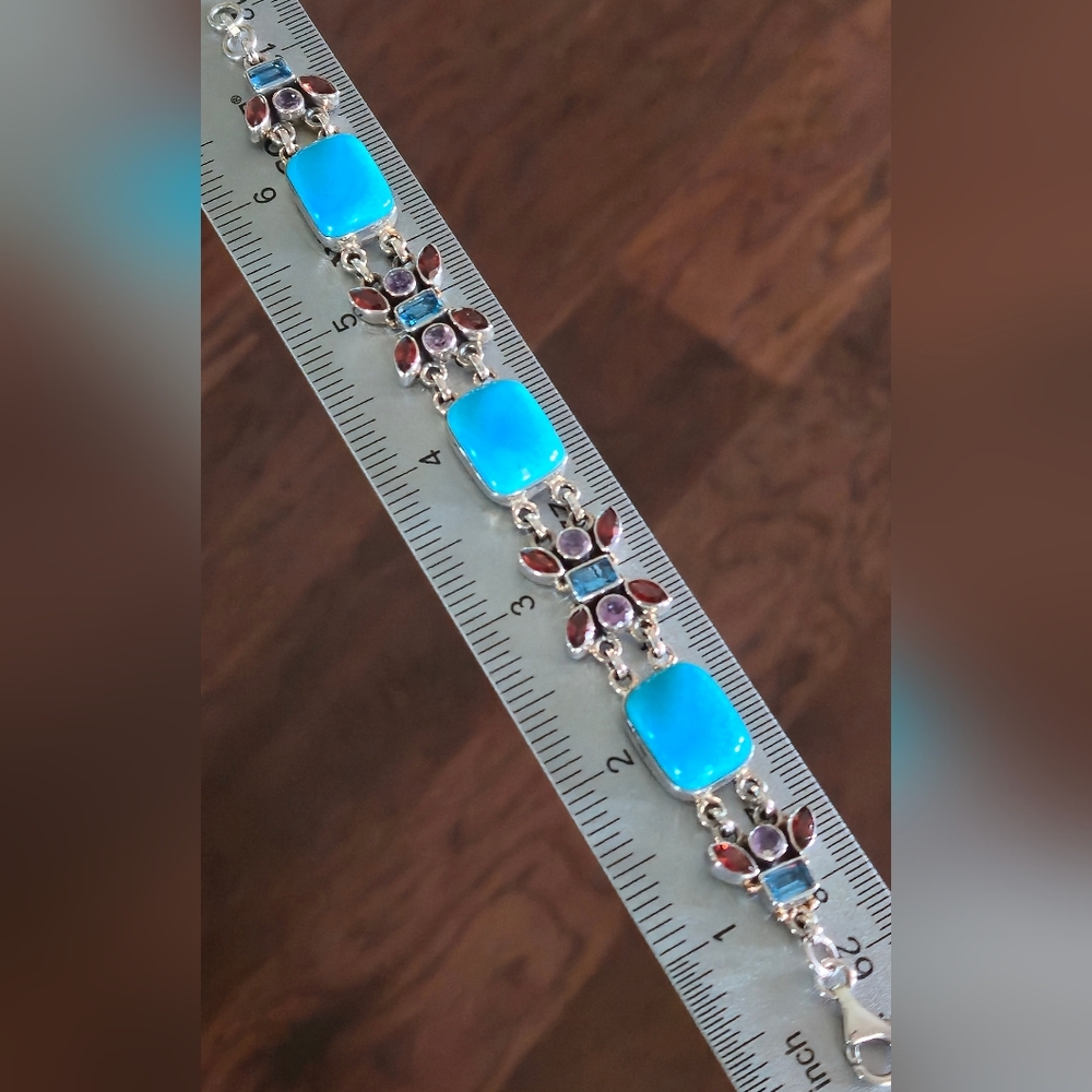 Nicky Butler Turquoise Garnet 925 Sterling Silver Designer Bracelet Amethyst NB - Picture 11 of 16